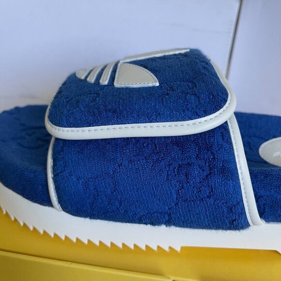 Adidas x Gucci Mens Slides Sandals Shoe, Blue/White, Gucci Sz 9 (US 9.5) - Picture 10 of 15